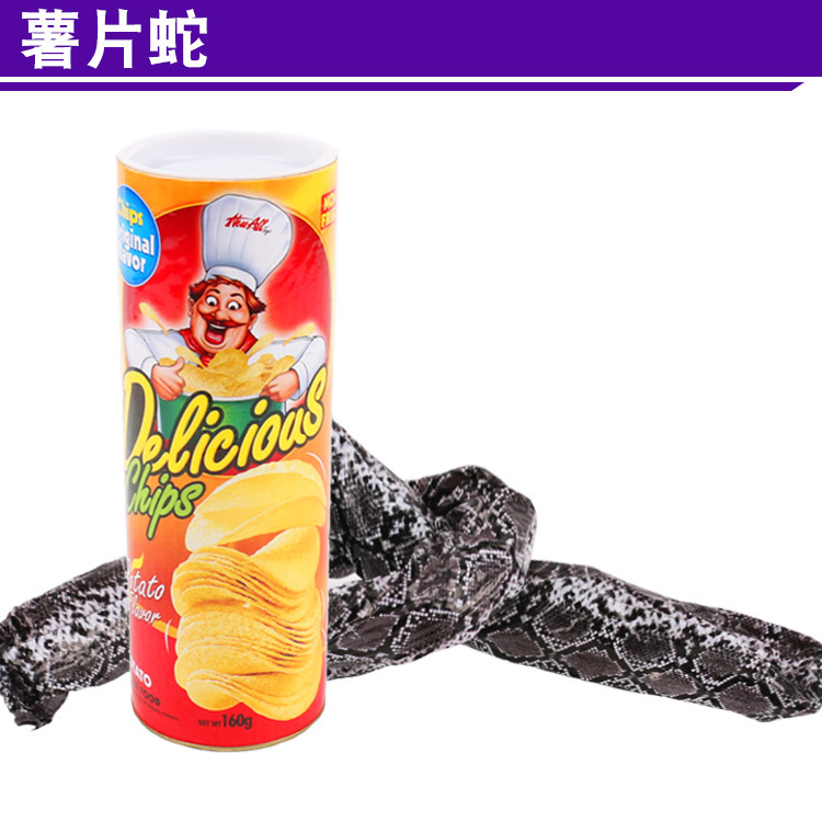 Funny Tricky Gift Potato Chips Snake Scary Gift Potato Chips Barrel Snake Large Spot Factory Direct Sales