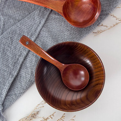 Japanese old lacquer soup spoon long handle wooden spoon household porridge spoon nanmu multi-size soup spoon wholesale can be logo
