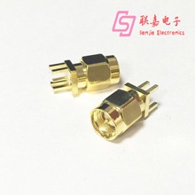 SMA-JE偏脚 射频同轴连接器SMA公头内螺内针 PCB偏插板端天线公座