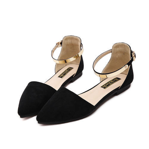 Mid-sole Single Strap Women's Plus Size Flat Sandals  Spring Summer Imported New Pointed Toe One Strap Low Mouth Work Sandals