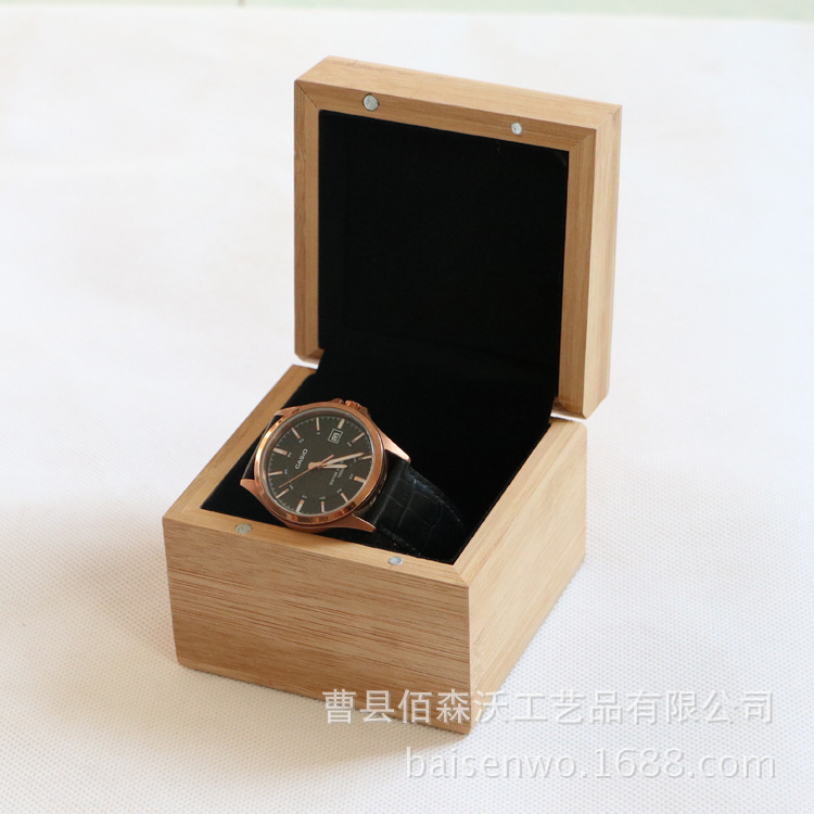 跨境厂家供应福建楠竹竹木手表包装礼品盒 绒布内衬首饰竹木盒