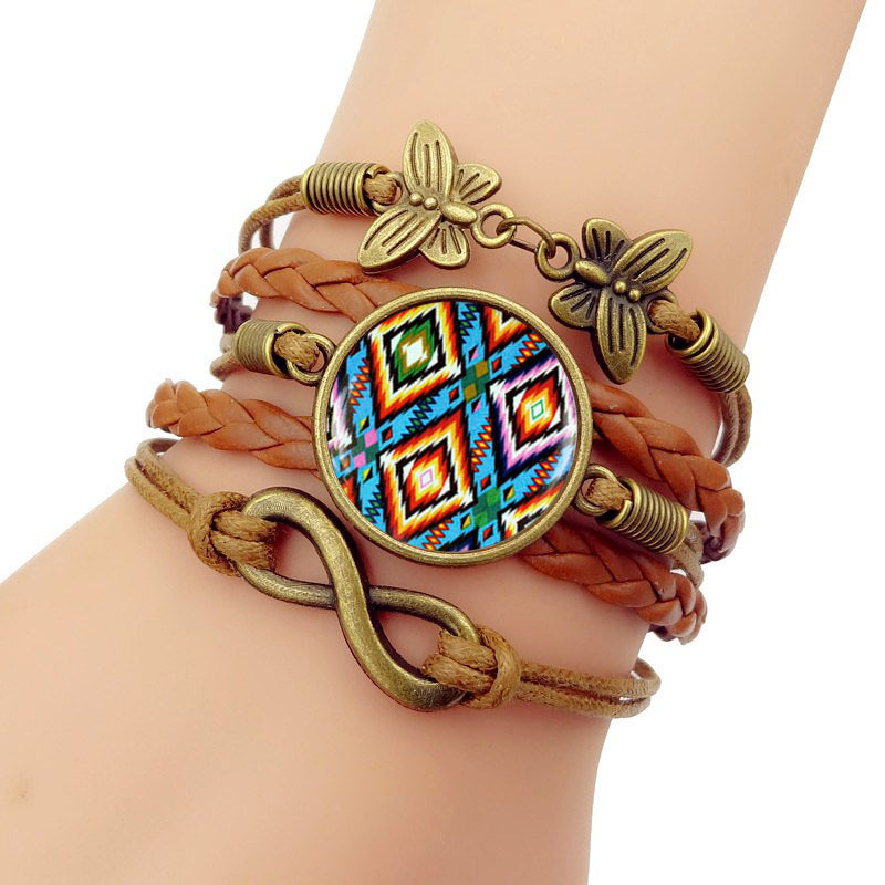 Cross-border New Colorful Native American Art Time Gem Woven Bracelet Vintage Colorful Fashion Bracelet
