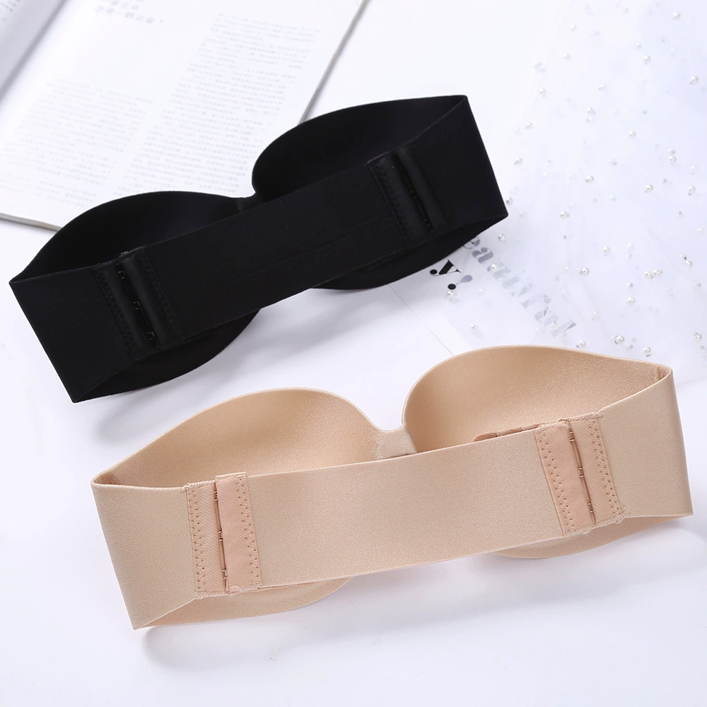 Strapless Push-Up Bra with Invisible Non-Slip Straps, Thin Nipple Covers, Sizes A–E
