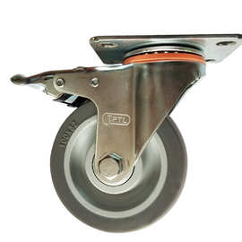 TPR中型脚轮万向轮定向轮稳定刹车轮双珠盘双轴承耐磨耐腐蚀