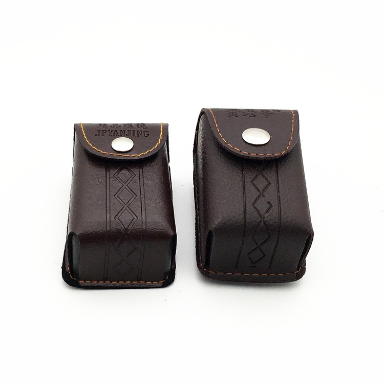 Classic Folding Leather Glasses Case Portable Mirror Box Wearable Belt Presbydering Glasses Mirror Box with Clip Zipper Mirror Box