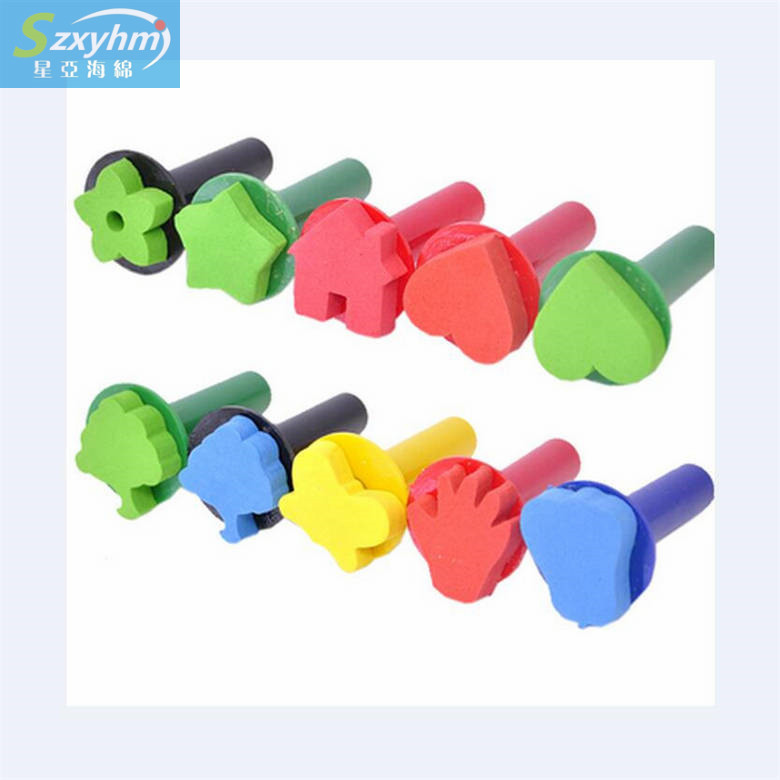 【DIY成品】儿童绘画玩具滚筒+印章海绵彩色涂鸦工具直销