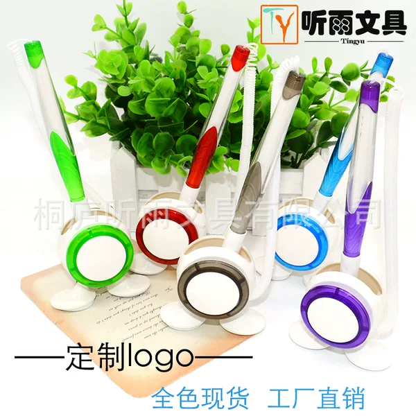Bank and Hotel Desktop Pens with Strings, Adhesive Pen Holders in Foot-Shaped Designs, Wholesale, Can Be Printed with Logo and Qr Code