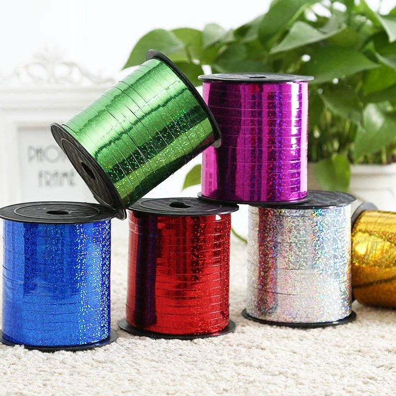 Веревка для свадебного торжества, украшение для свадебного зала, украшение для дня рождения, блестящие ленты для завязывания, лазерная лента для воздушных шаров длиной 250 ярдов.