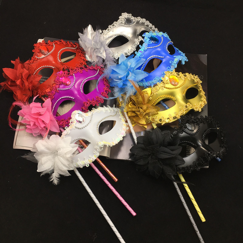 Halloween Mask Venice Princess Prom Hand Mask Plating Edge Side Flower Mask Masquerade Mask Halloween Mask Venice Princess Prom Hand Mask Plating Edge Side Flower Mask Masquerade Mask