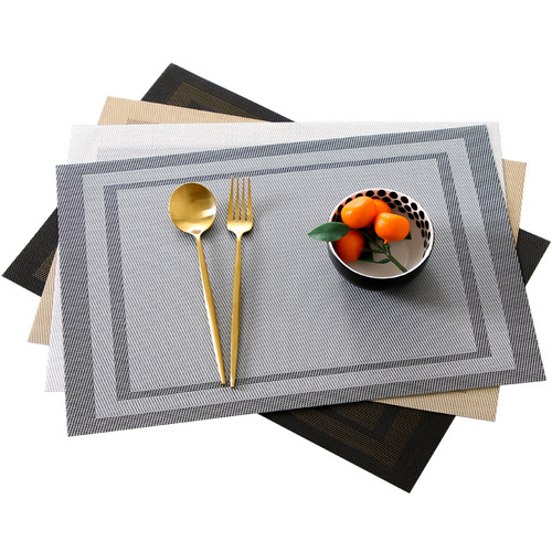 Simple modern Western food mat, thermal insulation, anti-scalding and anti-slip plate mat, home hotel, PVC Nordic style rectangular