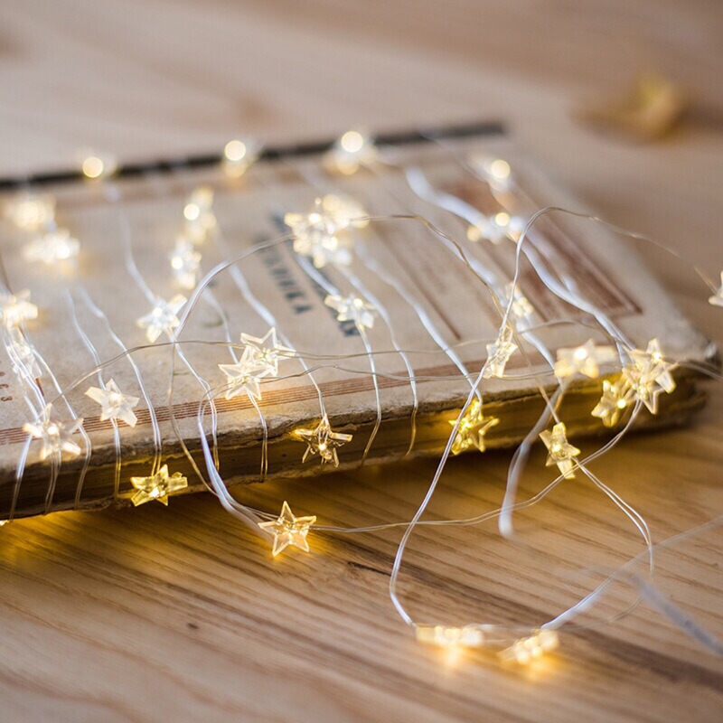Factory direct LED copper wire five-pointed star lamp string battery box copper wire lamp home shop wedding decoration lamp