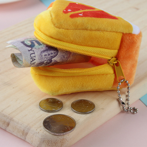 Cartoon children's holiday gift creative plush three-dimensional triangle fruit coin purse coin bag key bag pendant