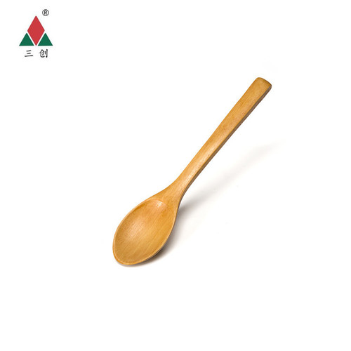 Sanchuang Wholesale Creative Wooden Spoon Tableware Dessert Spoon Thickened Long Handle Stirring Spoon Household Coffee Spoon