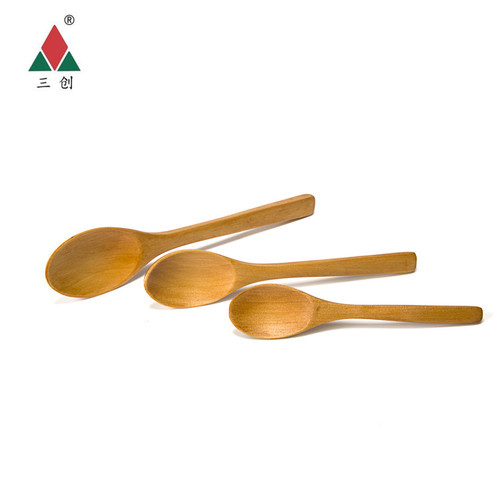 Sanchuang Wholesale Creative Wooden Spoon Tableware Dessert Spoon Thickened Long Handle Stirring Spoon Household Coffee Spoon