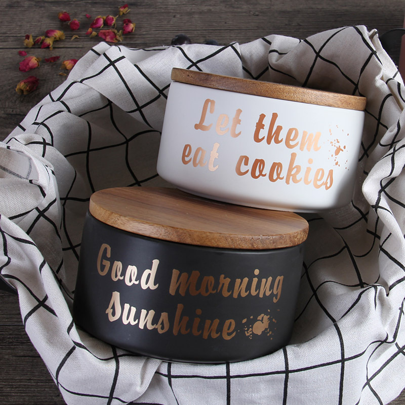 Nórdico creativo hogar cerámica sellado tarro café té almacenamiento tarro con tapa decoración al por mayor