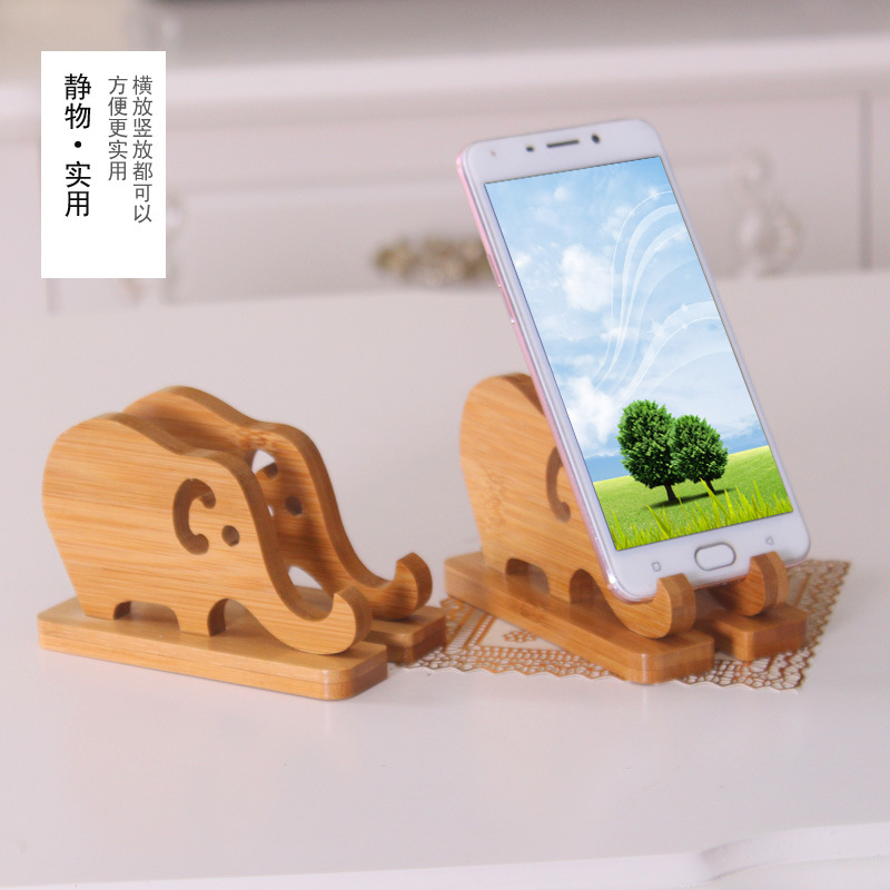 Soporte para teléfono/tablet de bambú, diseño creativo y cómodo, base estable, venta directa de fábrica