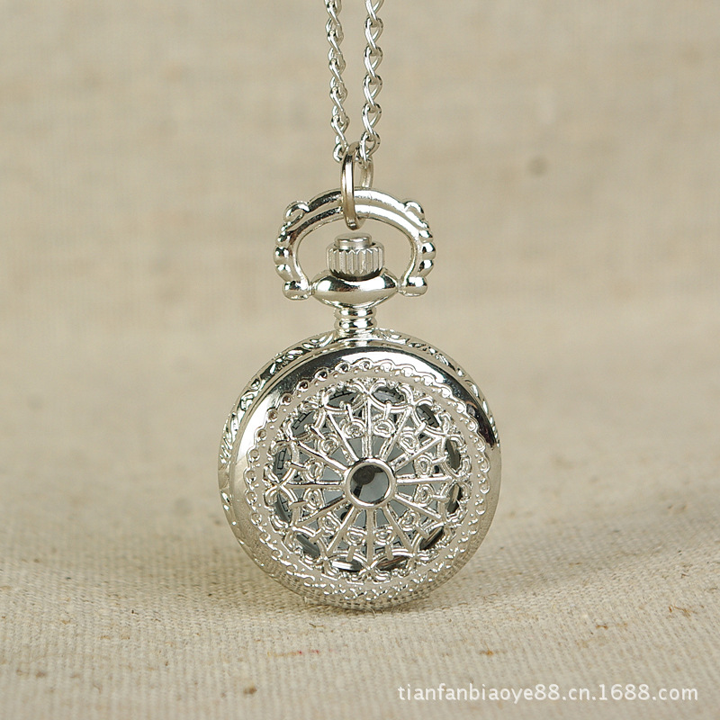 Vintage small size spider web pocket watch hollow silver back pattern necklace pocket watch female pocket watch 3018