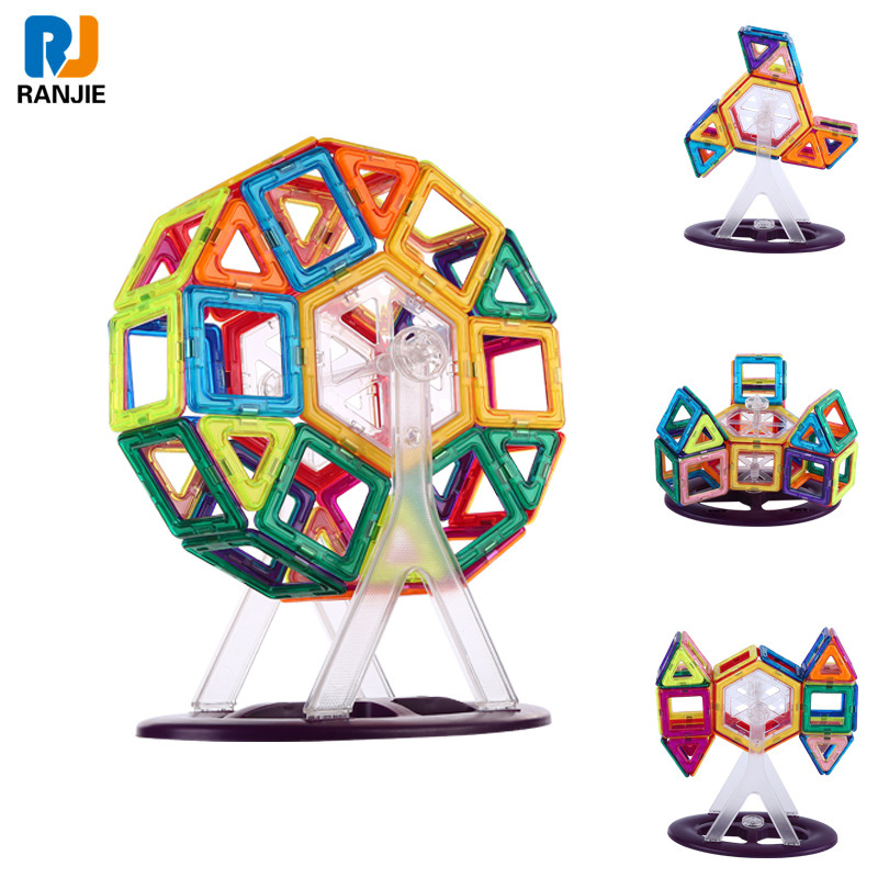 Exquisito juguete educativo transfronterizo de bloques magnéticos para niños, paquete de caja de color con diseño de noria, envío directo. image 1