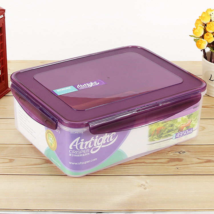 现货4950ml四面扣塑料密封保鲜盒微波餐盒透明便当食品盒厂家批发