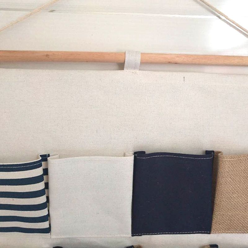 ZAKKA Almacenamiento de algodón y lino 8-Bolsillo colgando bolsa de pared de almacenamiento horizontal suministros para el hogar bolsa de almacenamiento al por mayor