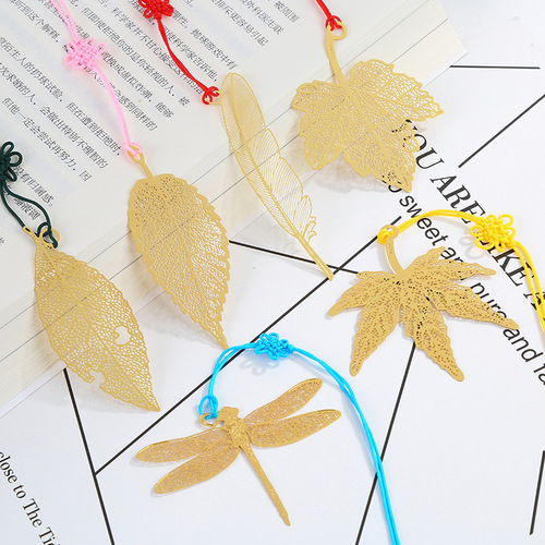 Manufacturer metal creative bookmarks, exquisite fine-grained leaf veins, hollow bookmarks, business gifts, brass bookmarks
