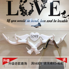 Rabbit Horn Entranceway Shelf Decor Wall Hanging Coat Rack Creative Wall Mounted Coat Rack Key Hook No Drill Wall Decor