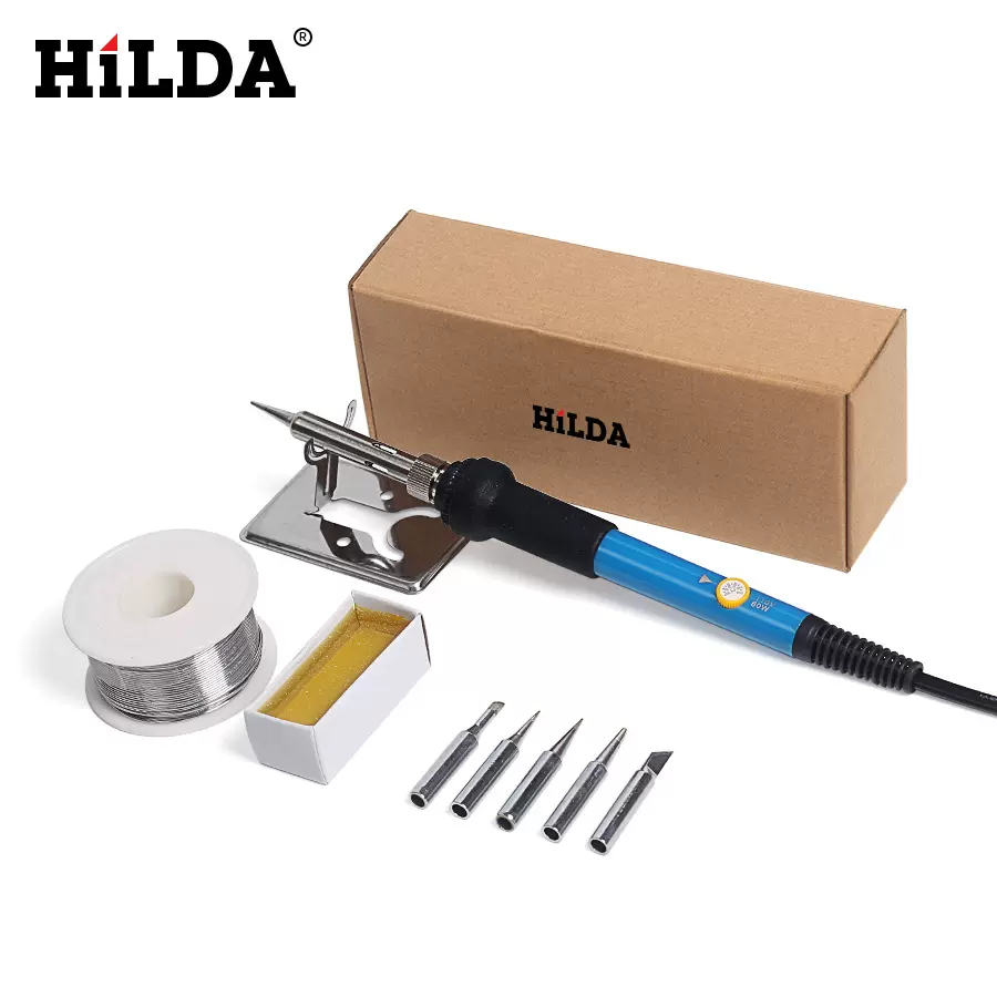 希尔达欧盟220v60w电烙铁套装温度调节焊枪焊接返修工具烙铁头
