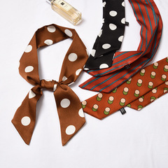 New fabric silk-like narrow scarf for women, thin and long, tie-in bag silk ribbon decoration collar scarf, summer, wrist scarf, spring and autumn scarf