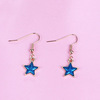 Earrings, blue long asymmetrical starry sky, wholesale