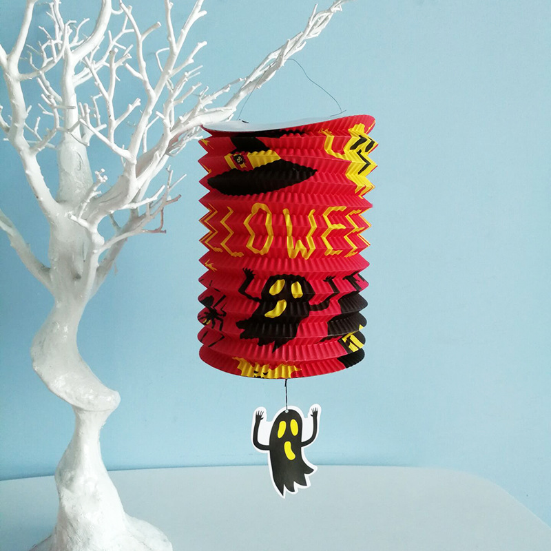 Halloween retráctil secador de pelo papel linterna bar KTV decoración suministros calabaza fantasma murciélago plegable órgano linterna