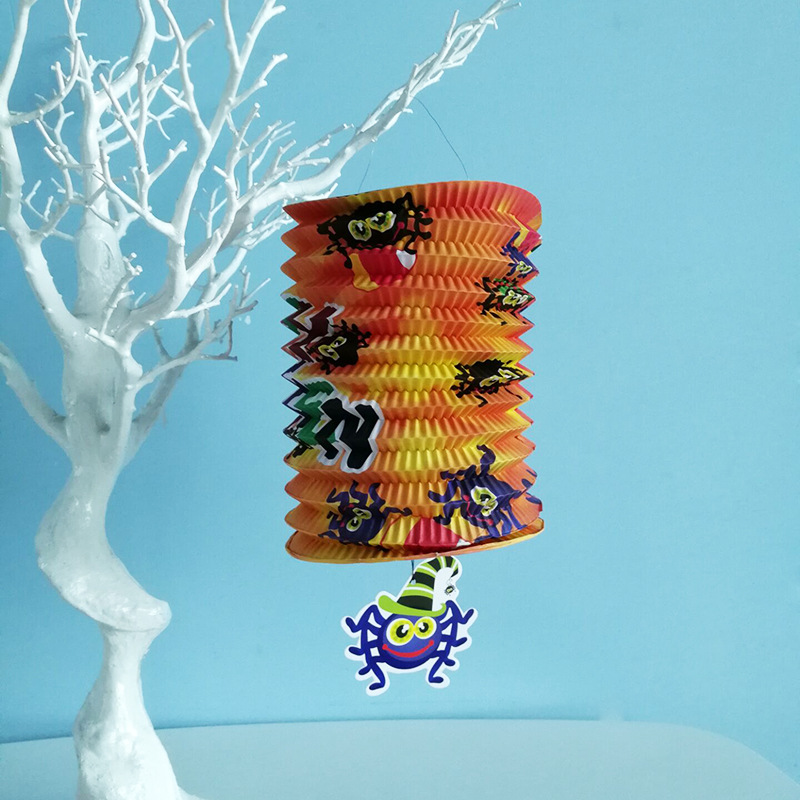 Halloween retráctil secador de pelo papel linterna bar KTV decoración suministros calabaza fantasma murciélago plegable órgano linterna