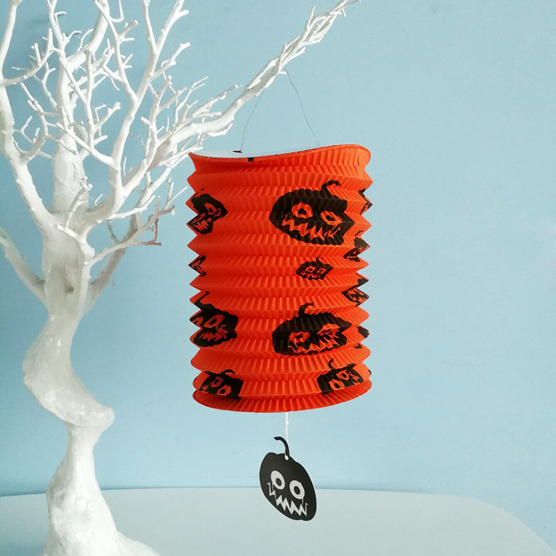 Halloween retráctil secador de pelo papel linterna bar KTV decoración suministros calabaza fantasma murciélago plegable órgano linterna