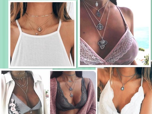 Cross-border e-commerce new European and American fashion trendy water drop stone necklace WISH AliExpress Amazon hot sale