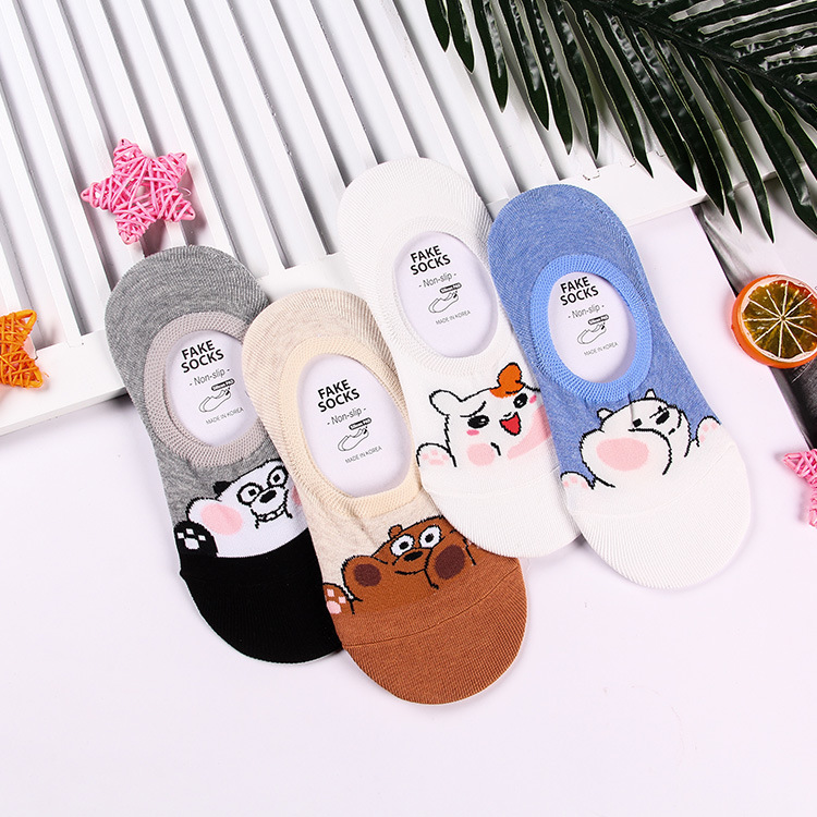 VFW66 Korean summer new sweet cute cartoon meat doodle boat socks female Korean invisible socks wholesale