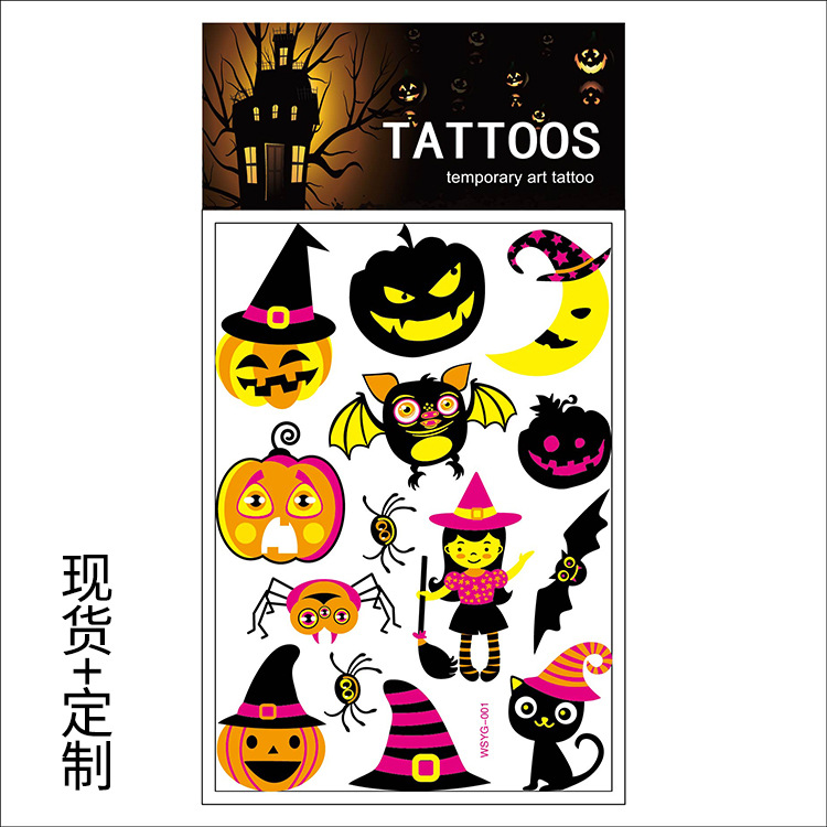 Tatuajes Temporales Infantiles de Transferencia de Agua de Papel Fluorescente para Niños y Halloween image 6