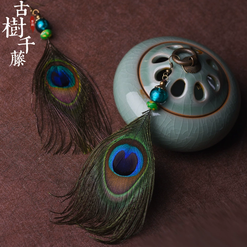 Этнические оригинальные дизайн серьги ретро из провинции Юньнань, handmade, этнический стиль