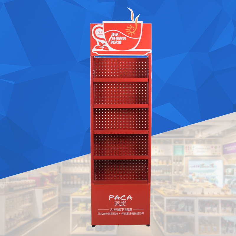 厂家定 制超市货架金属展示架饮料食品置物架多层便利店促销架