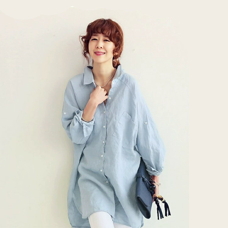 Новая коллекция 2025: Женская рубашка больших размеров из хлопка и льна, свободного кроя, с длинным рукавом, повседневная, универсальная.