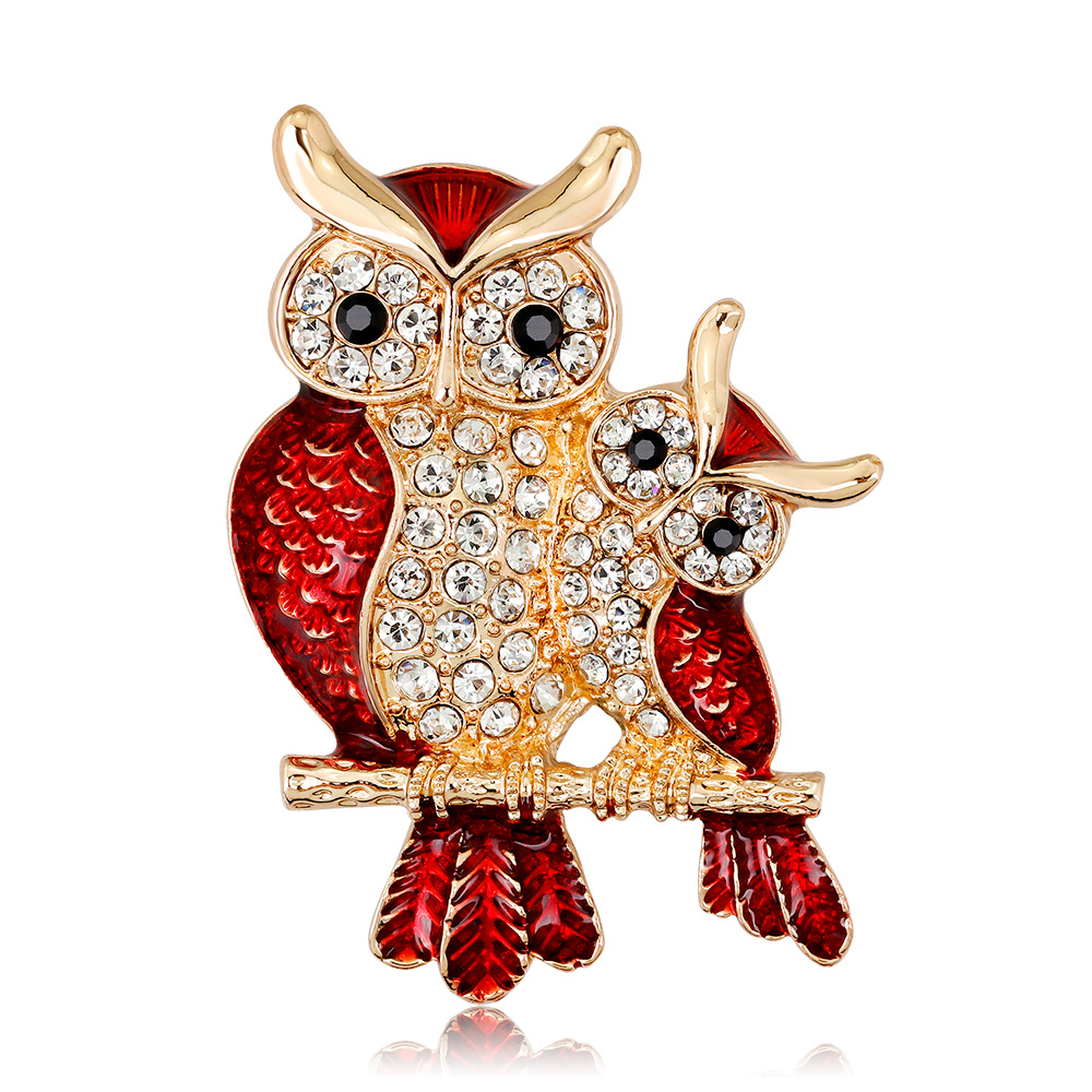 Korean version of oil drop diamond brooch fashion owl corsage pin manufacturers wholesale