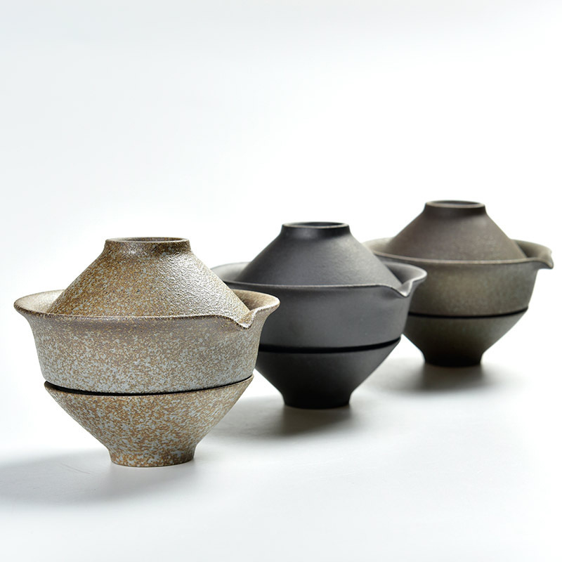 Crude Pottery Travel Tea Set One Pot Two Cups Convenient Express Cup Handmade Dry Tea Set Black Pottery Office Tea Set