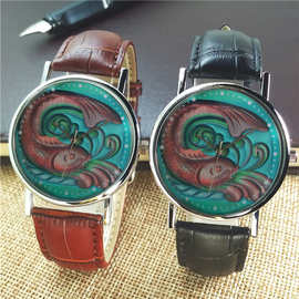 新款鲤鱼图案手链表皮带时装手表厂家直销现货日内瓦手表热销表