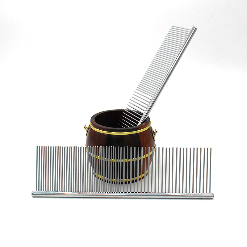 PET peine acero inoxidable metal masaje peine densidad de doble uso belleza peine perro cepillo suministros al por mayor