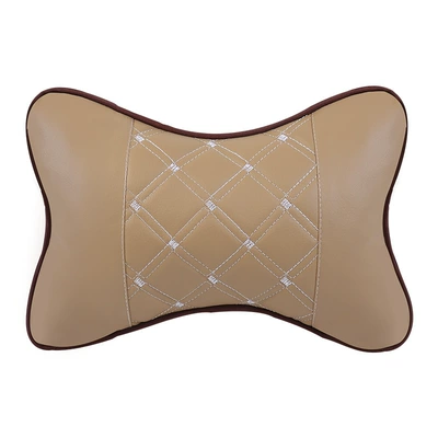 Car Headrest Neck Pillow, All-Season Interior Cushion, Pu Car Accessories, Side Sleeping Neck Support, Cervical Spine Comfort Seat (Headrest) - pu-embroidered-rice-one-2818