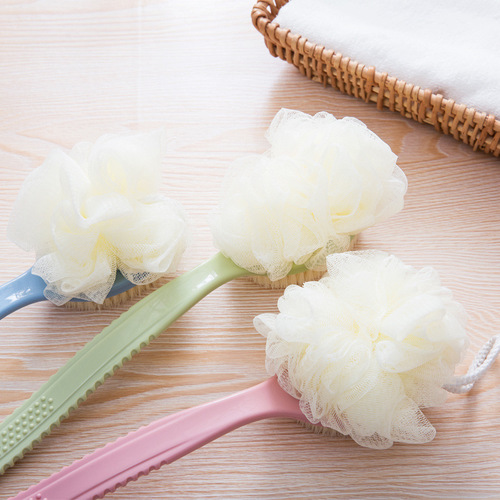 T soft hair long handle bath flower two-in-one bath brush household bath artifact bath ball double-sided plastic bath brush
