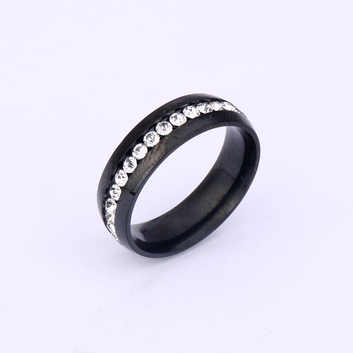 Cross-border hot selling titanium steel ring niche single drainage diamond exquisite ring stainless steel jewelry manufacturer direct supply