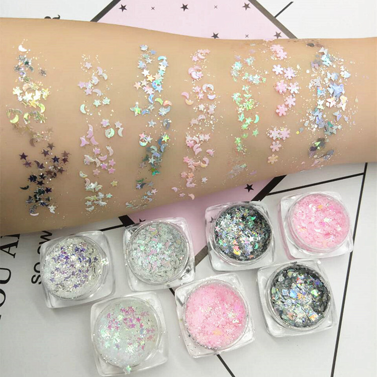 Mermaid girl fish scale pink star moon performance flash stage performance soft girl COS makeup apply nail glue-free self-adhesive Mermaid girl fish scale pink star moon performance flash stage performance soft girl COS makeup apply nail glue-free self-adhesive