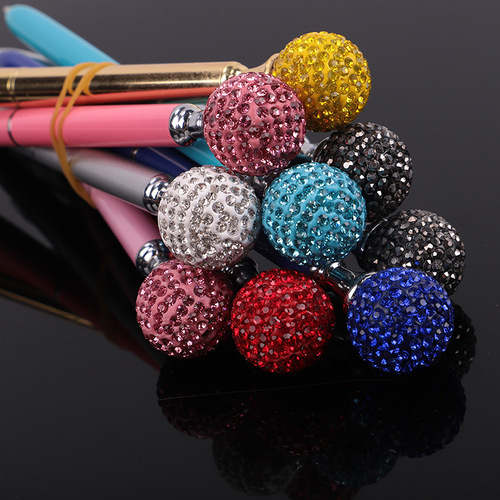 Student Gift Creative Diamond Ballpoint Pen Crystal Color Ball Pen Metal Round Ballpoint Pen with Logo Customization