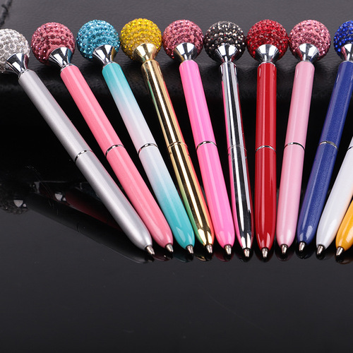 Student Gift Creative Diamond Ballpoint Pen Crystal Color Ball Pen Metal Round Ballpoint Pen with Logo Customization