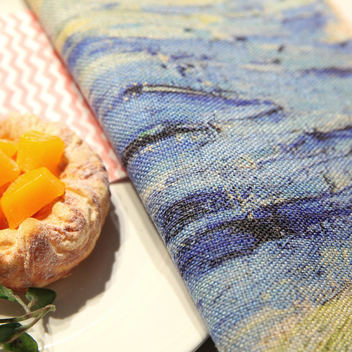 Master painting digital printing tablecloth American French thickened cotton and linen fabric table cloth coffee table cloth pastoral style cover cloth