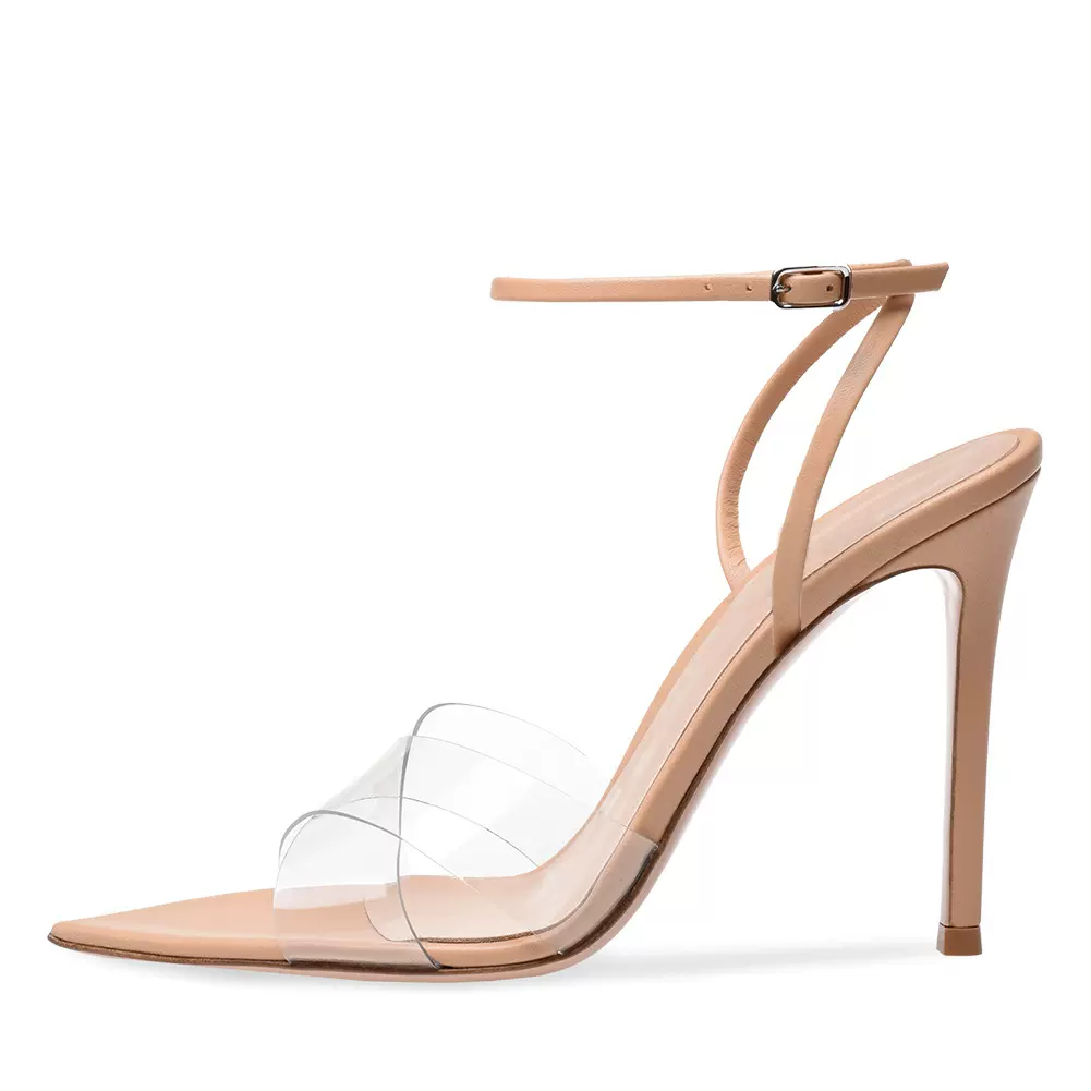 PVC欧美女士交叉带超高跟尖头凉鞋宴会鞋成都厂家直供跨境电商